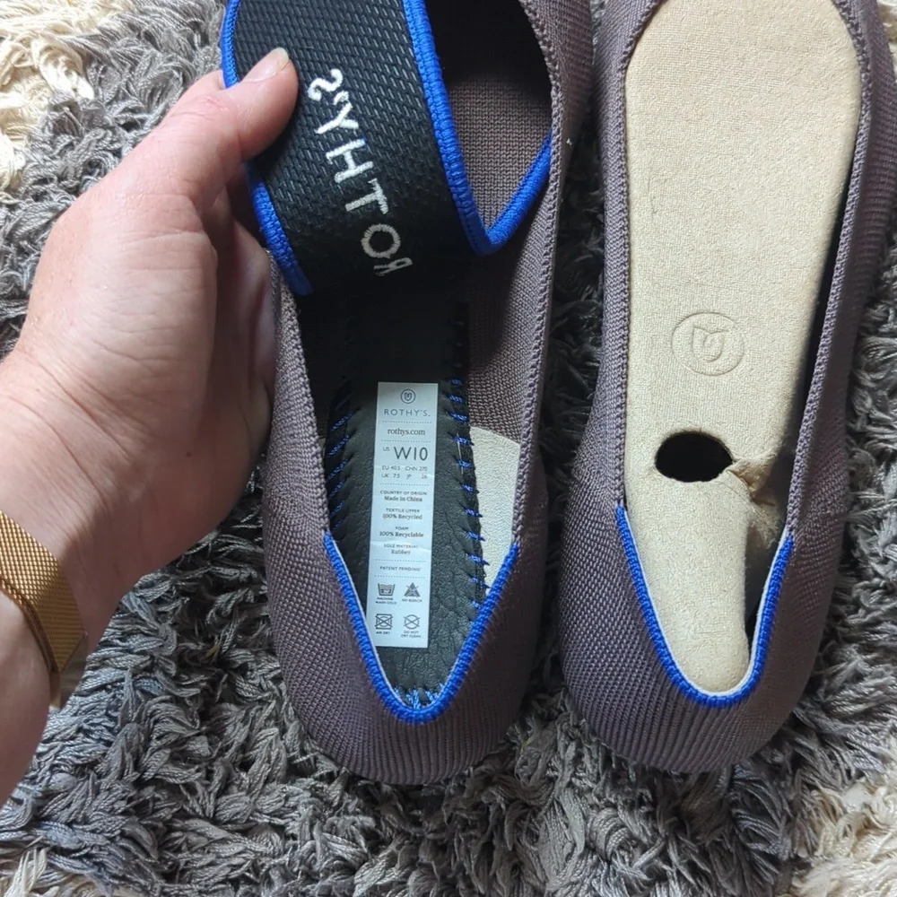 Rothy's Ponts in Mink Purple with Blue Heel Trim Size Women's 10 - Picture 9 of 9